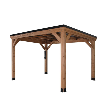Backyard Discovery Arcadia Cedar Gazebo, 12 ft x 9.5 ft, Sloped Steel Roof and PowerPort