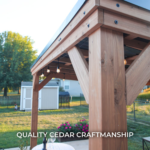 Backyard Discovery Arcadia Cedar Gazebo, 12 ft x 9.5 ft, Sloped Steel Roof and PowerPort