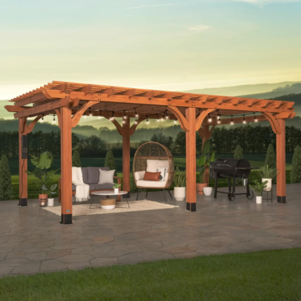 Backyard Discovery Beaumont Cedar Pergola, 20 ft x 12 ft, with PowerPort