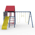 Lifetime Big Stuff Steel Swing Set with Clubhouse and 9 ft Wavy Slide