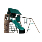 Lifetime Big Stuff Steel Swing Set with Clubhouse and 9 ft Wavy Slide